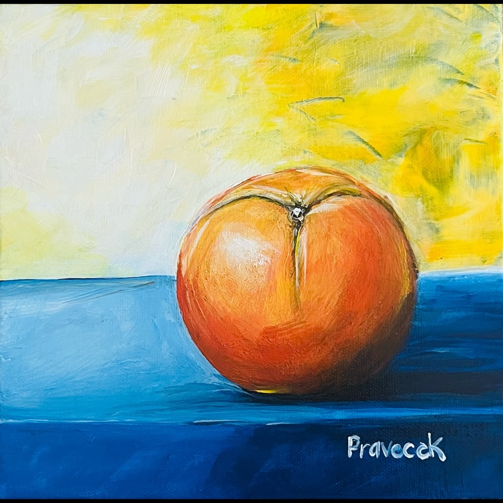ORIGINAL ART PAINTING SIGNED ORANGE